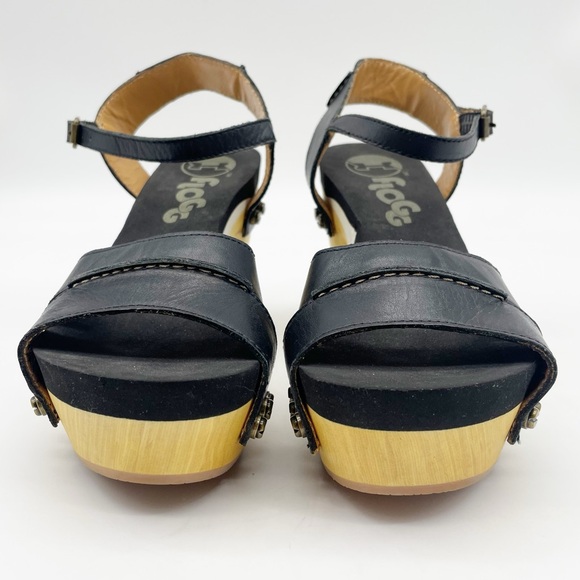 Flogg Wooden Black Leather Clog Sandals.  Size 6 - Picture 3 of 9